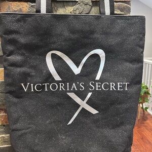 Victoria's Secret Black and Silver Heart Tote